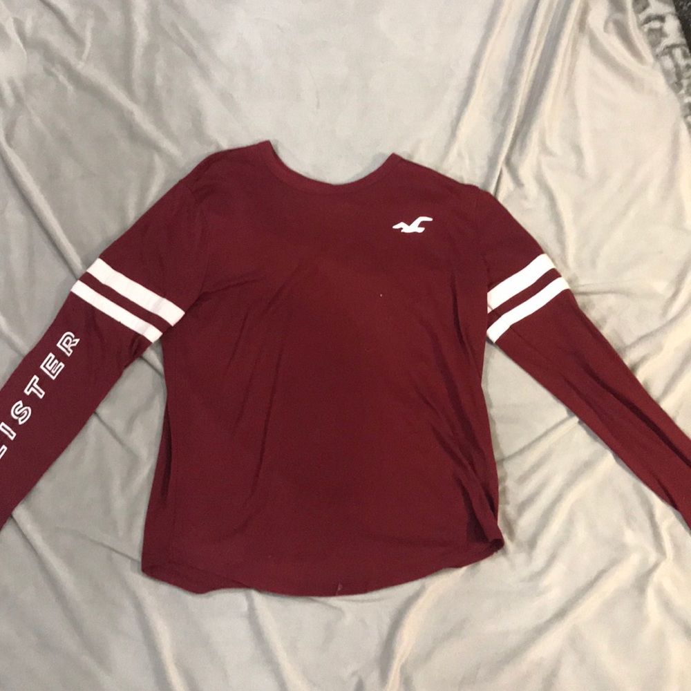 Long sleeve holister t shirt maroon